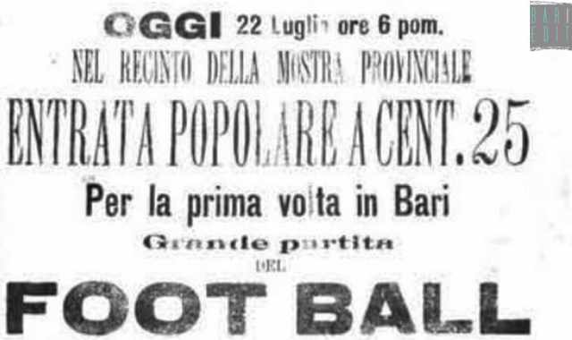 Bari, 22 giugno 1899: in via Nicolai si disputa la prima partita di calcio della storia